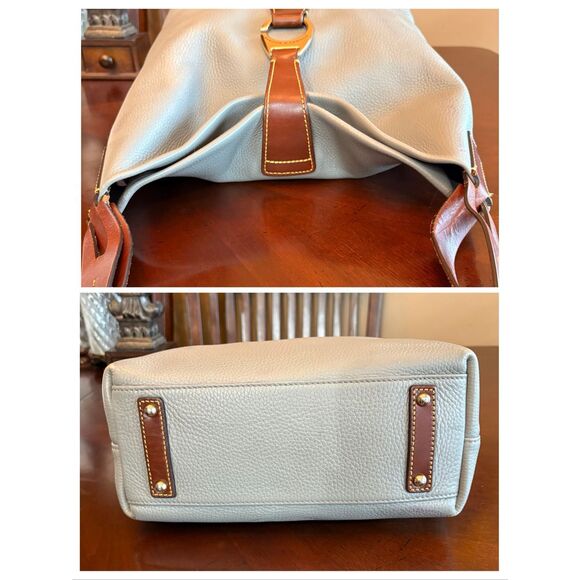 DOONEY & BOURKE - Derby Grey Pebbled Leather Hobo/Brown Vacchetta Leather Trim - Picture 7 of 15